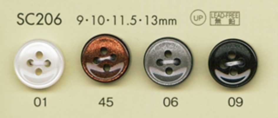 SC206 DAIYA BUTTONS Serie HYPER DURABLE resistente agli urti Bottoni in poliestere effetto conchiglia