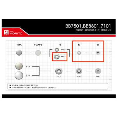 8801 8801B/C/D Parti inferiori (set presa/bottone/perno)
