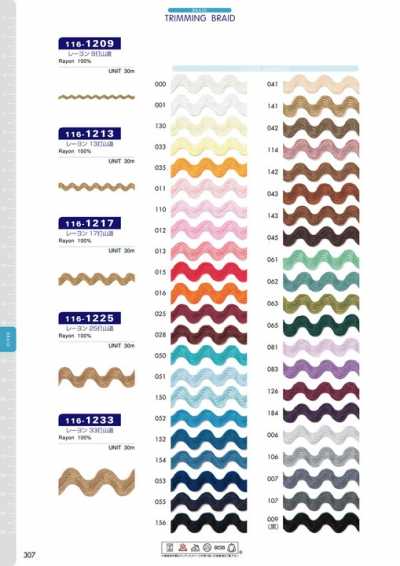 116-1233 Gallone zig zag in rayon a 33 capi ca. 16 mm