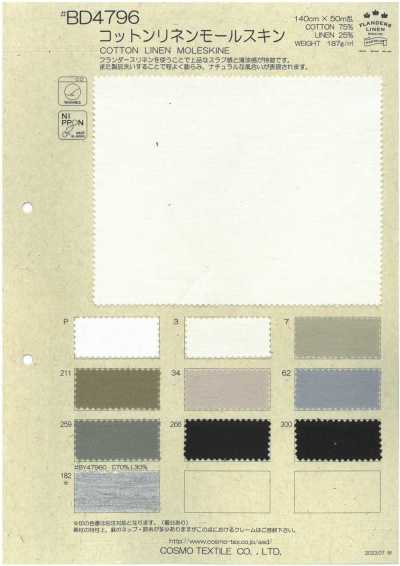 BD4796 Moleskin cotone e lino