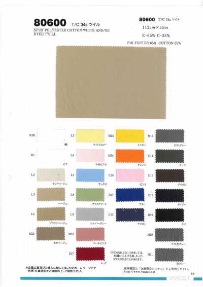 80600 T/C twill 34s