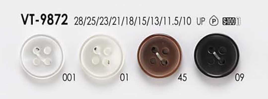 VT-9872 Bottone in poliestere stile conchiglia a quattro fori per camicie e bluse