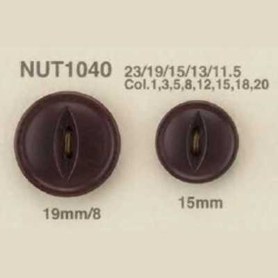 NUT-1040 Bottone a 2 fori effetto occhio di gatto in noce naturale