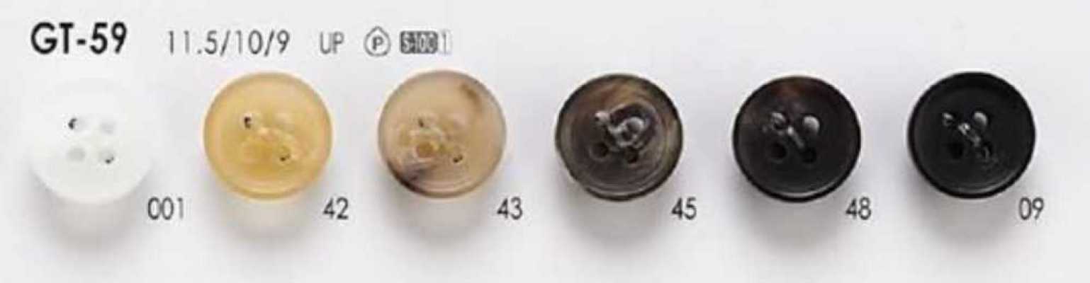 GT-59 Bottone opaco a quattro fori in resina di poliestere