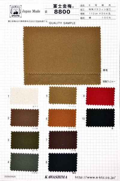 8800 Fujikinbai Tela canvas di cotone n. 8 con finitura speciale paraffinata