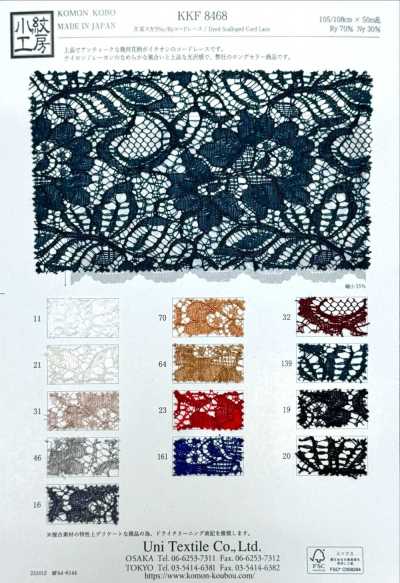 KKF8468 Merletto cordonato in nylon e rayon a bordo smerlato singolo