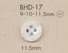 BHD17 Bottoni DAIYA BUTTONS Antiurto Con Bordo A 4 Fori RIVER In Poliestere A Conchiglia