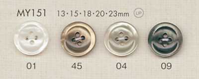 MY151 DAIYA BUTTONS Bottone in poliestere effetto conchiglia con bordo e quattro fori