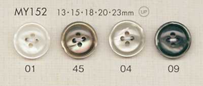 MY152 DAIYA BUTTONS Bottone in poliestere stile madreperla con bordo e quattro fori
