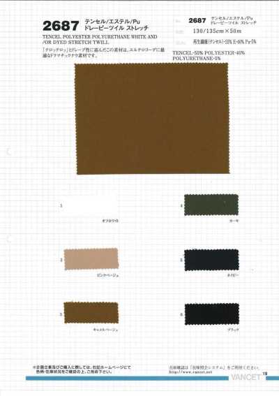 2687 Twill drappeggiante elasticizzato in Tencel/Poliestere/PU