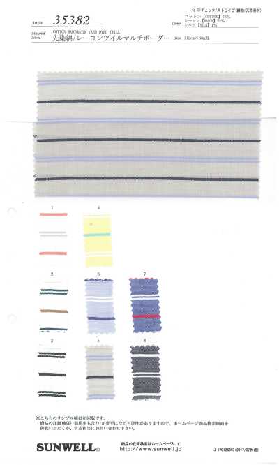 35382 Twill di cotone/rayon tinto in filo con strisce orizzontali multiple