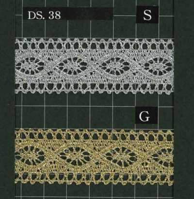 DS38 Lurex Merletto Torchon, Larghezza 23mm