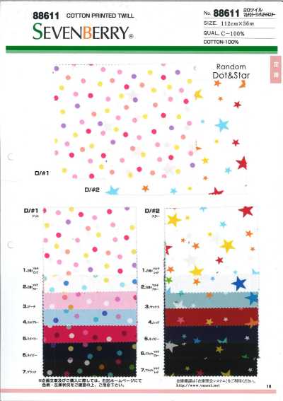 88611 SEVENBERRY® Twill 20S Pois e stelle multicolore a lunghezze variabili