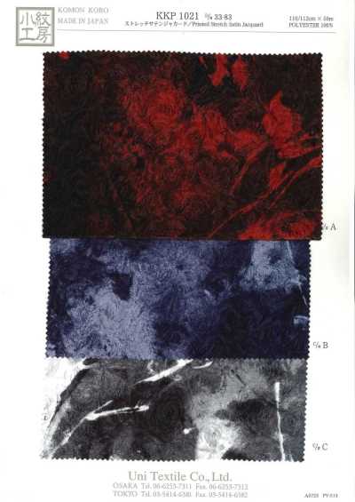 KKP1021-D-33-83 Stampa floreale multicolore jacquard in satin elasticizzato