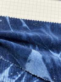 DCL758-ID 16W Pantalone Corduroy Decore Indigo (Mura Bleach)[Tessile / Tessuto] Kumoi Beauty (Chubu Velveteen Velluto A Coste) Sottofoto