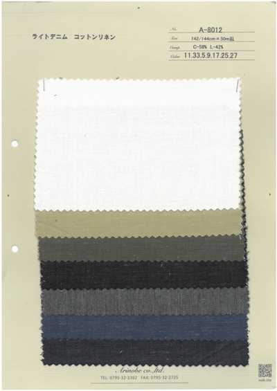 A-8012 Denim leggero in cotone e lino