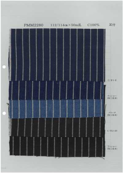 PMM2280-dotstripe Chambray stampa a scarico a pois e righe 5 oz