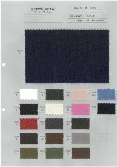 7012W Disponibile in un'ampia gamma di colori, denim colorato con finitura lavata 12 oz