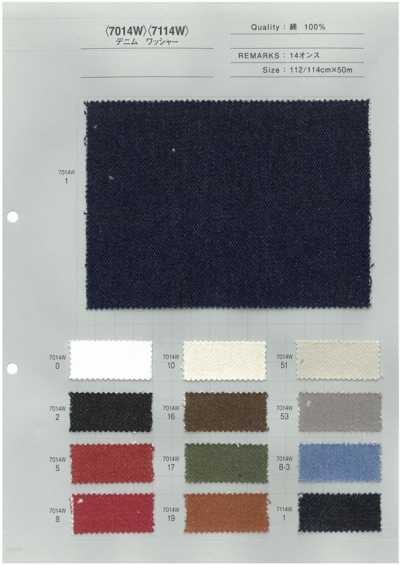 7014W Ampia varietà di colori Denim colorato con finitura wash 14oz