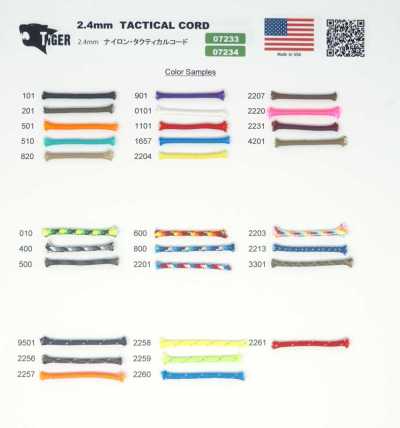 07234 TIGER Cordino tattico 2,4 mm con materiale riflettente