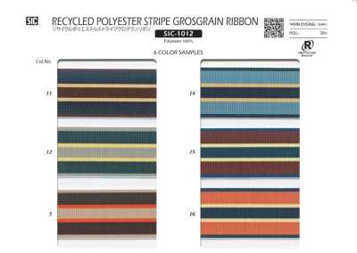 SIC-1012 Nastro gros grain a righe in poliestere riciclato
