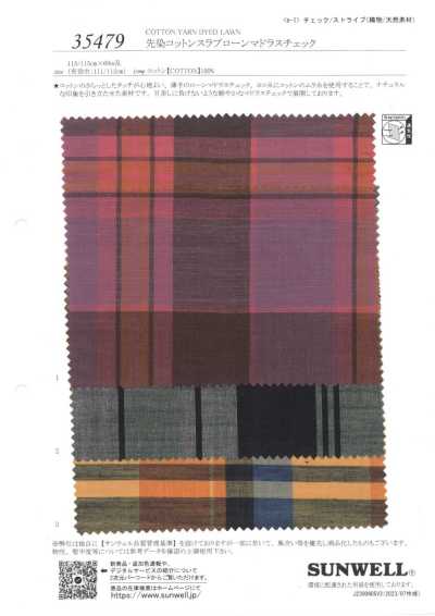 35479 Cotone slub tinto in filo, lawn a quadri Madras