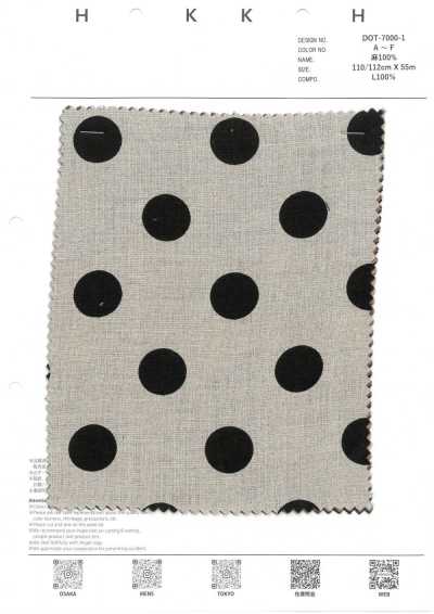 DOT-7000-1 Tela grezza di lino a pois