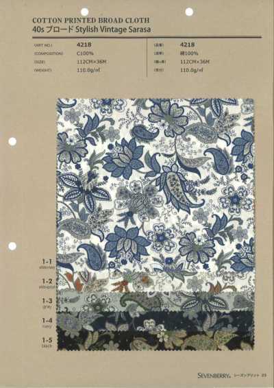 4218 SEVENBERRY® Broadcloth 40s stile vintage Sarasa