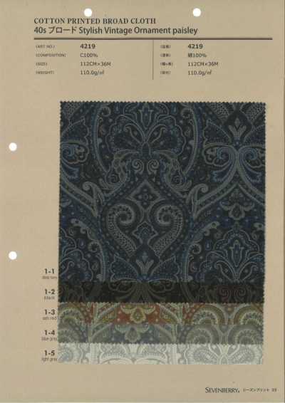 4219 SEVENBERRY® popeline 40s con motivo paisley ornamentale vintage elegante