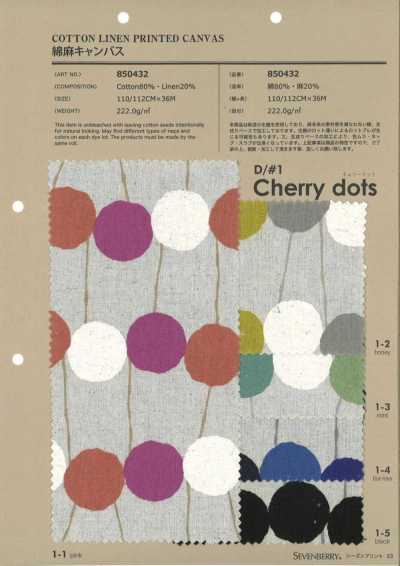 850432 SEVENBERRY® Tela canvas in cotone e lino Pois ciliegia
