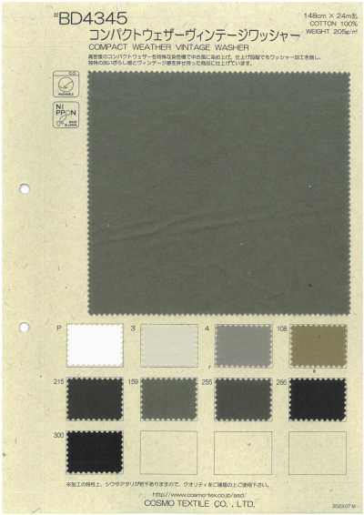 BD4345 Tessuto compatto Weather Cloth con finitura vintage wash