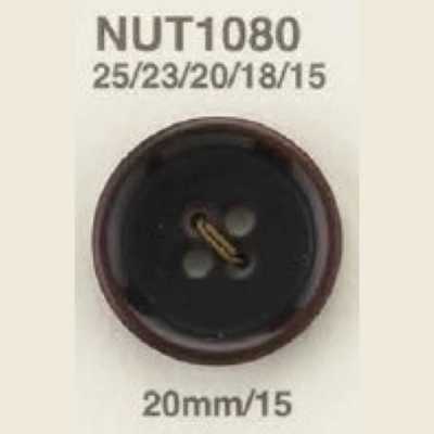 NUT1080 Bottone cucibile a 4 fori in noce