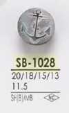 SB1028 Bottone con gambo a anello circolare a mezzanello in conchiglia madreperla nera/ottone