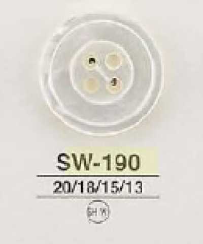 SW190 Bottone bianco in madreperla a 4 fori