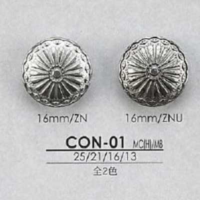 CON01 Bottone a gambo con anello circolare e semi-anello in metallo ad alta qualità/ottone
