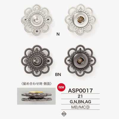 ASP0017 Bottone a pressione in ottone/pressofuso