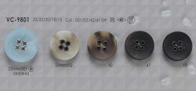 VC9801 Bottone a 4 fori in ottone/resina poliestere