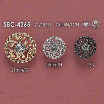 SBC4265 Bottone a gambo ad anello circolare in vetro/metallo alto