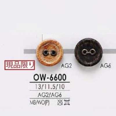 OW6600 Bottone a 2 fori in ottone/legno, compensato