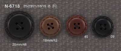 N6718 Bottone a 4 fori in resina di nylon con foro frontale