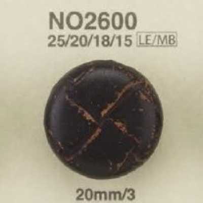 NO2600 Bottone con gambo a anello rettangolare a mezzo anello in pelle/ottone