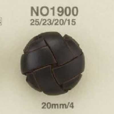 NO1900 Bottone con gambo a mezzo anello e anello rettangolare in pelle/ottone