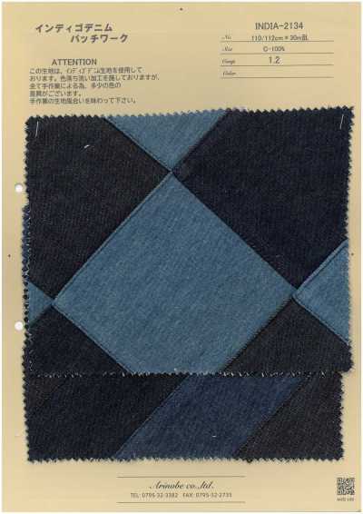 INDIA-2134 Patchwork denim indaco