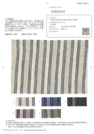 OM25312 TWIST Lino a righe, finitura lavata