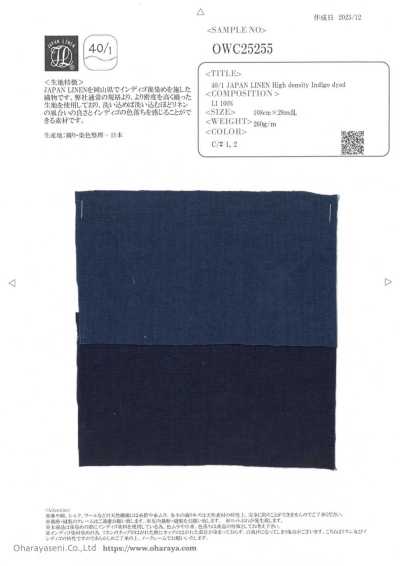 OWC25255 Lino giapponese 40/1 tinto indaco ad alta densità