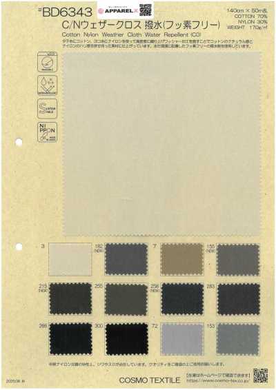 BD6343 Tessuto anti-intemperie in cotone/nylon, idrorepellente (senza fluoro)