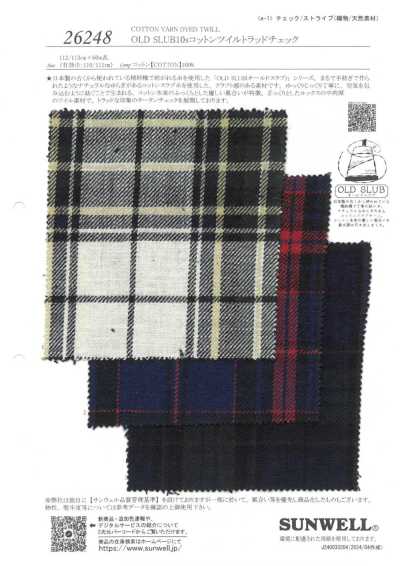 26248 OLD SLUB10s Twill di cotone a quadri tradizionali