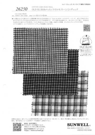 26250 OLD SLUB10s Twill di cotone a micro quadretti monocromatico