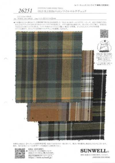 26251 Twill in cotone 10s old slub a quadri multipli
