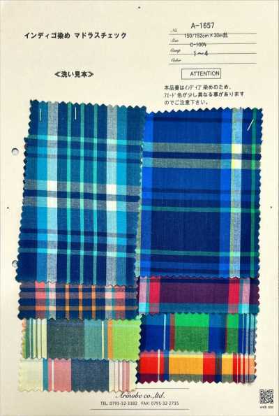 A-1657 Madras a quadri tinto in indaco